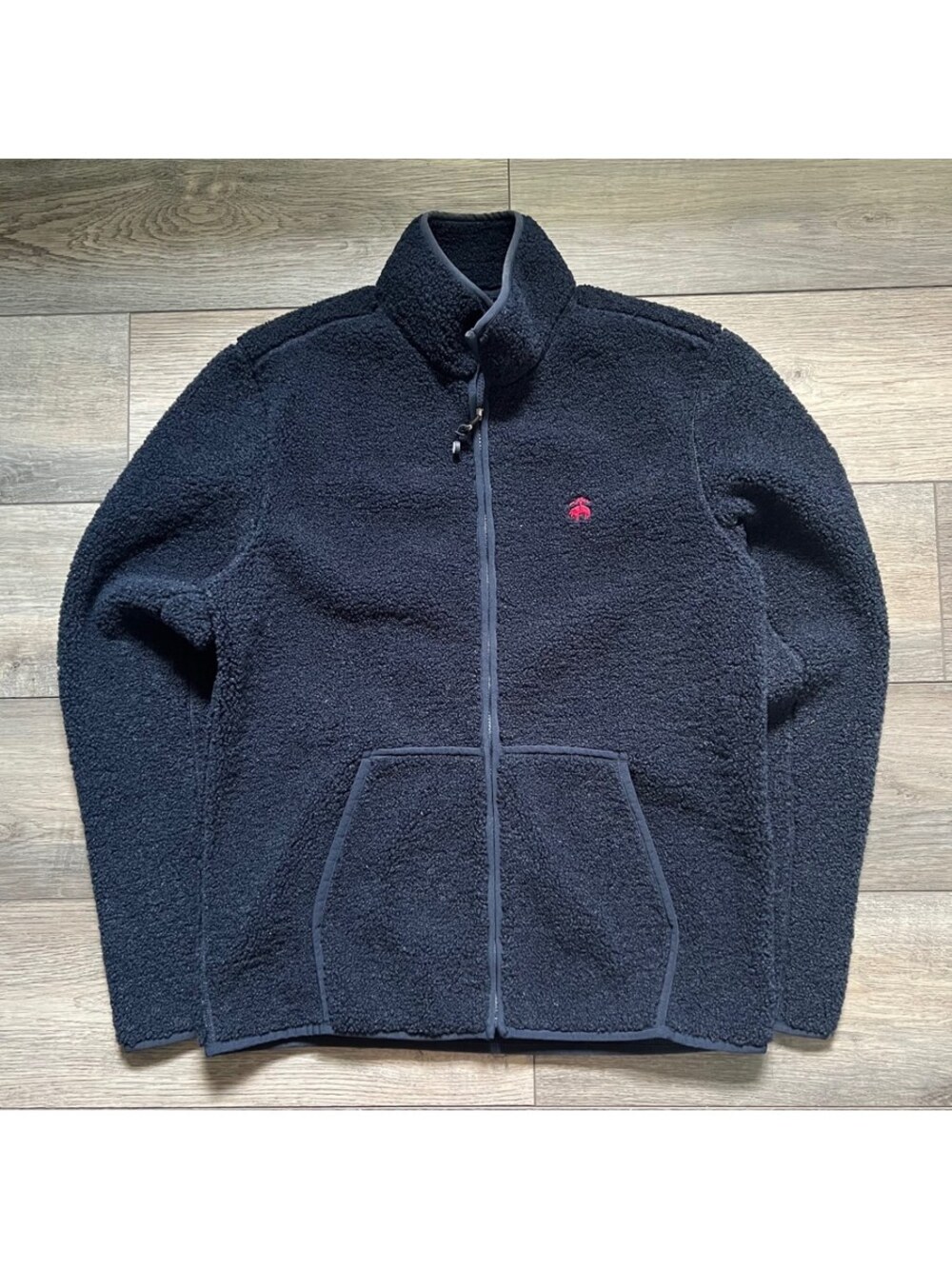 Brooks Brothers Men's S Sherpa Fleece Full Zip Jacket Navy Blue Deep Pile